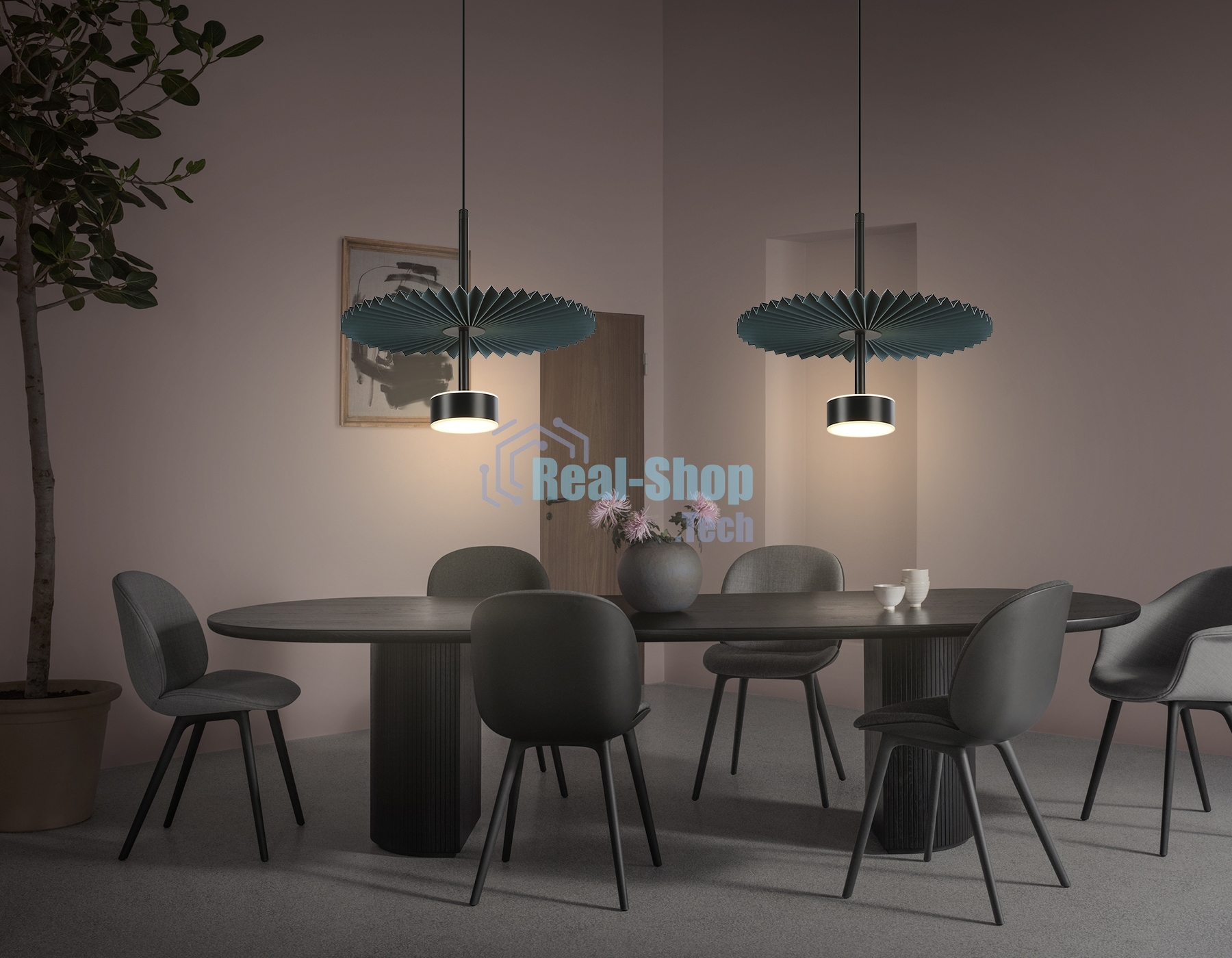 Светильник Ambrella light LH72605 BK/DB черный/синий 6W 3000K D300*260-1770