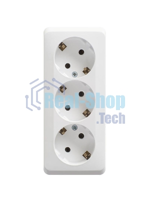 Тройная розетка Schneider Electric ЭТЮД O/У с заземлением без шторок 16А 250B, белый,