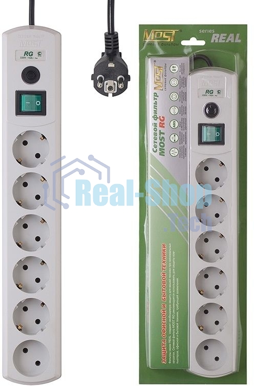 Сетевой фильтр Most RG 3 м (6 розеток) белый (коробка)