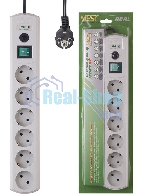 Сетевой фильтр Most RG 3 м (6 розеток) белый (коробка)