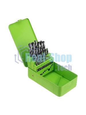 Набор сверл по металлу Сибртех, 1-13 мм (через 0,5 мм), 25 шт., HSS, в металлической коробке
