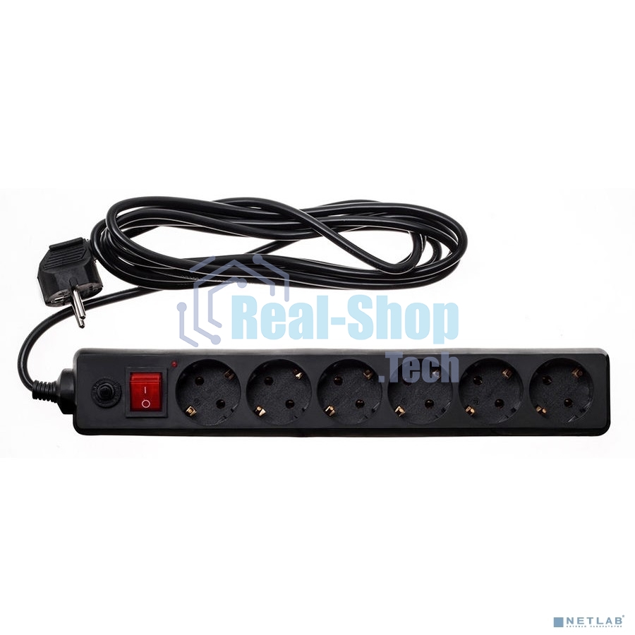 Сетевой фильтр Buro 600SH-16-3-B 3 м (6 розеток) черный (коробка)