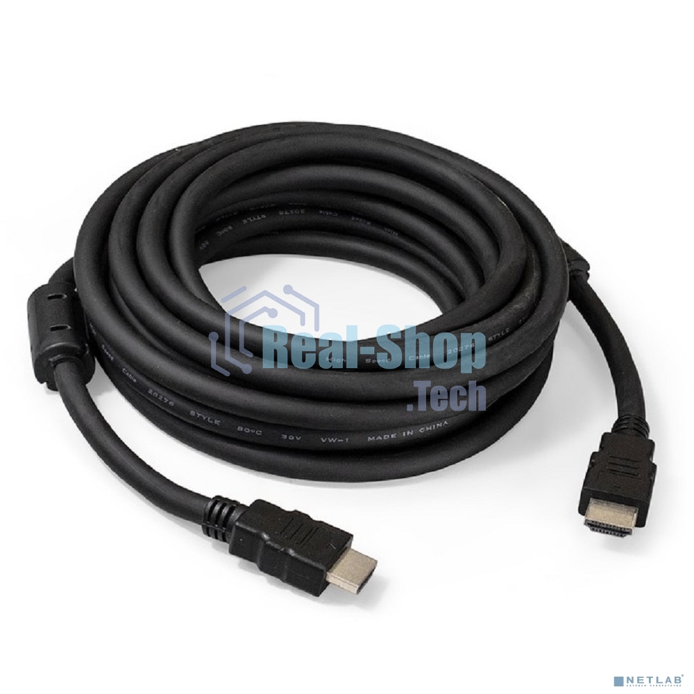 Кабель HDMI Exegate EX287725RUS EX-CC-HDMI2-5.0F (19M/19M, v2.0, 5м, 4K UHD, Ethernet, ферритовые кольца, позолоченные контакты)