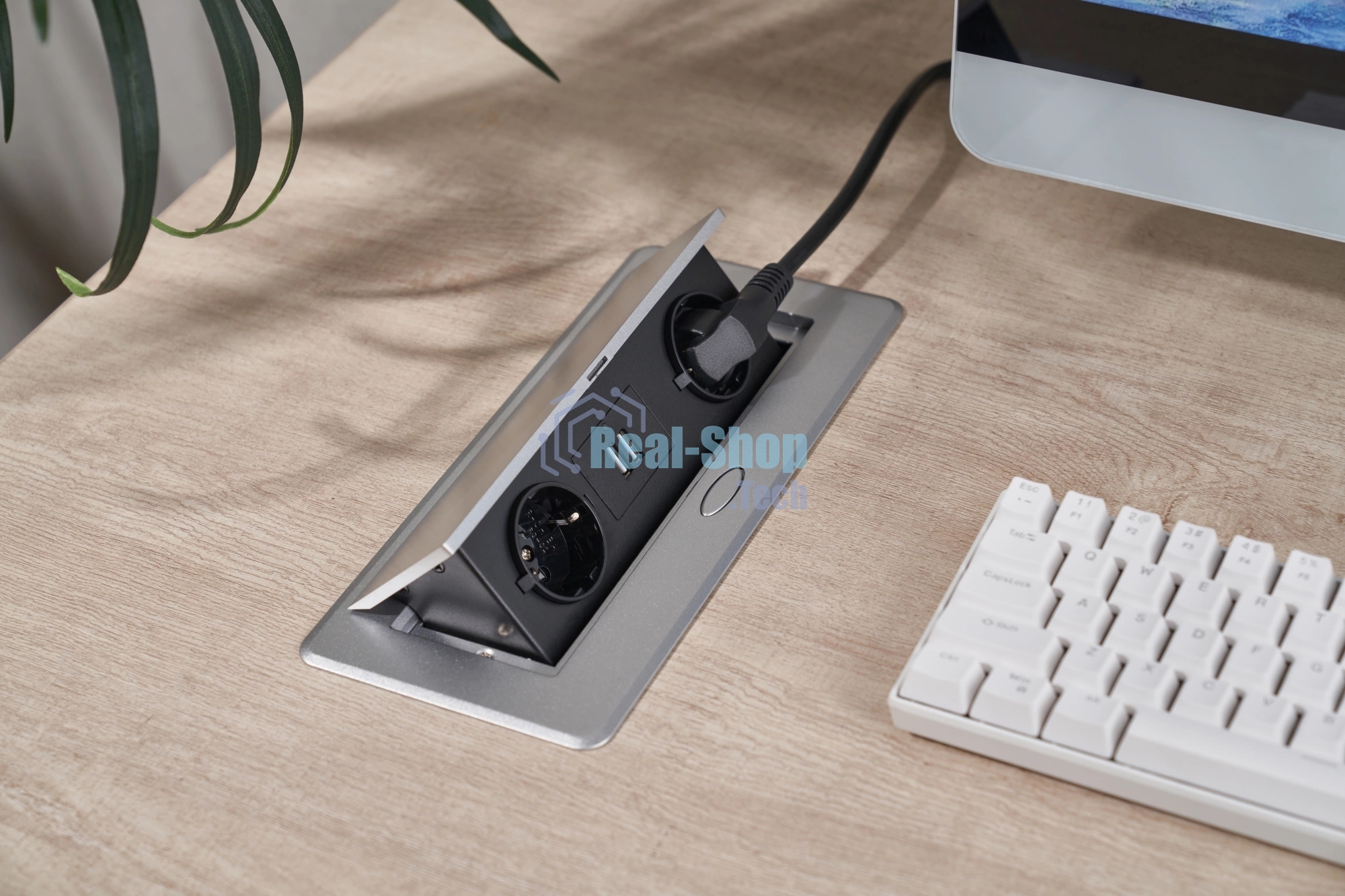Розетка Cactus CS-SOCKET-EU/USBA-GY для столешницы серый