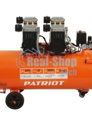Компрессор поршневой безмасляный Patriot WO 80-360, 360 л/мин, 8 бар, 2200 Вт, 80 л, быстросъем и 