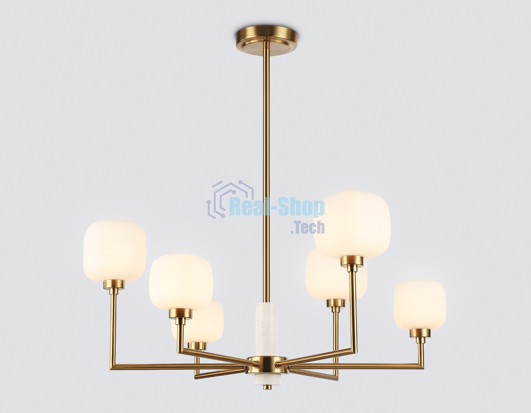 Люстра Ambrella light LH53015/6 BS/FR латунь/белый матовый G9*6 max 40W D690*680