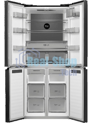 Холодильник Maunfeld MFF192NFSB01 Inverter черная сталь трехкамерный 334/184л морозилка снизу, No Frost, Side by Side