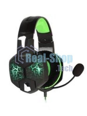 Гарнитура проводная игровая RUSH TAIPAN, динамики 50мм, велюровые амбушюры, вирт.звук 7.1, чер/зел (SBHG-3100)