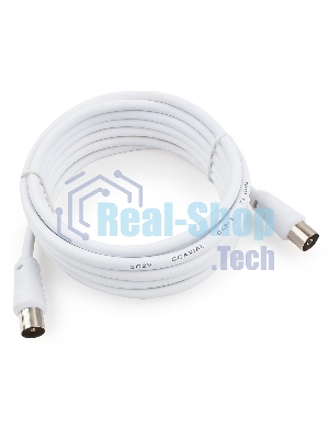 Кабель телевизионный Cablexpert CCV-515-W-3M, Coaxial M/F, белый, 3м