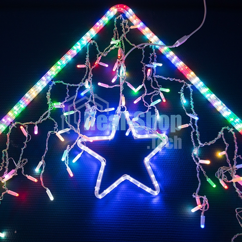 Гирлянда Neon-night Айсикл (бахрома) светодиодный, 4,8 х 0,6 м, прозрачный провод, 230 В, диоды RGB, 176 LED