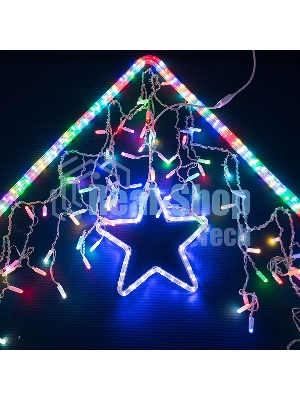 Гирлянда Neon-night Айсикл (бахрома) светодиодный, 4,8 х 0,6 м, прозрачный провод, 230 В, диоды RGB, 176 LED