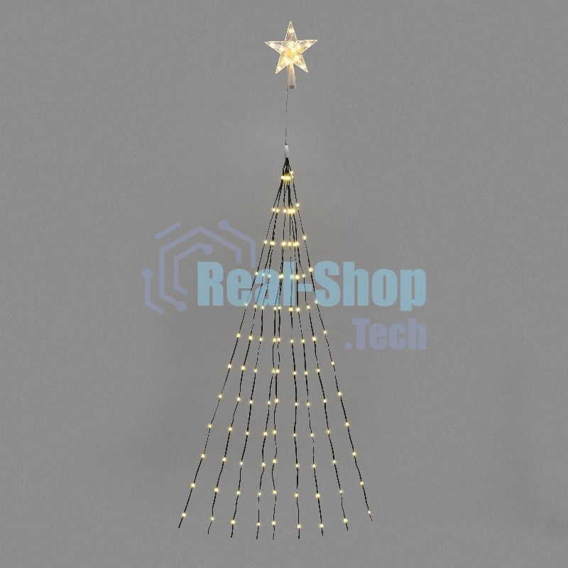 Гирлянда светодиодная Neon-night из росы с макушкой на елку 9 нитей х 2м, 200 LED, эффект водопада, теплый белый, 230В N