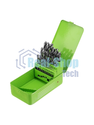 Набор сверл по металлу Сибртех, 1-13 мм (через 0,5 мм), 25 шт., HSS, в металлической коробке