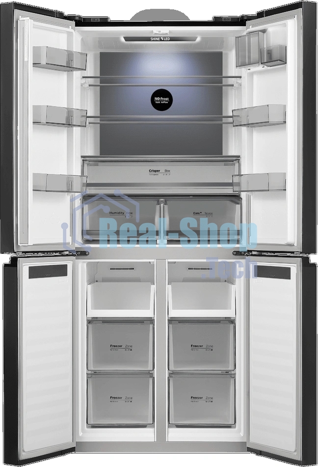 Холодильник Maunfeld MFF192NFSB01 Inverter черная сталь трехкамерный 334/184л морозилка снизу, No Frost, Side by Side