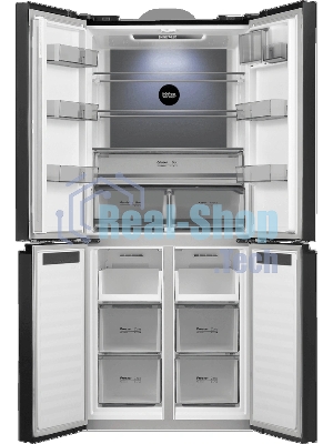 Холодильник Maunfeld MFF192NFSB01 Inverter черная сталь трехкамерный 334/184л морозилка снизу, No Frost, Side by Side