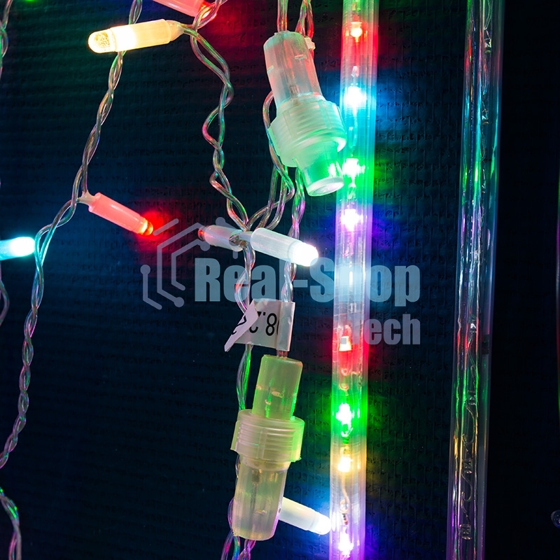 Гирлянда Neon-night Айсикл (бахрома) светодиодный, 4,8 х 0,6 м, прозрачный провод, 230 В, диоды RGB, 176 LED