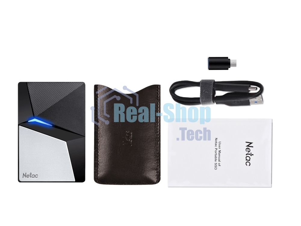 Внешний SSD Netac Z7S, 480 Gb, USB 3.2 Gen 2 Type-C, R/W 550/480, черный