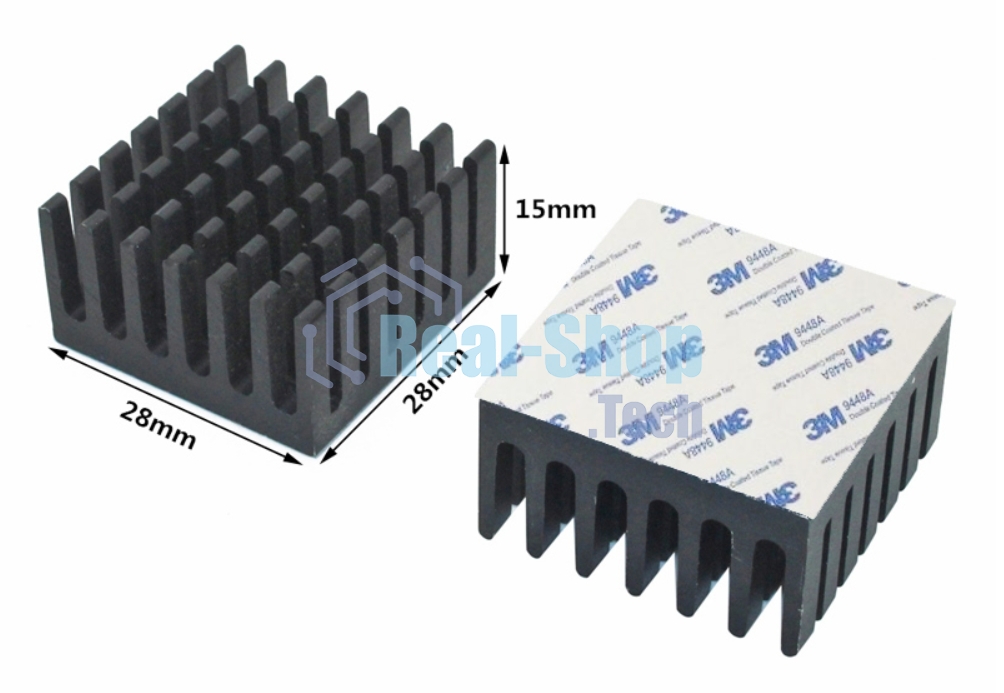Аллюминиевый радиатор 3M 9448A 28х28х15 мм с термоскотчем