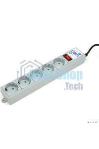 Сетевой фильтр POWER CUBE 1,9 м.* 5 розеток, серый