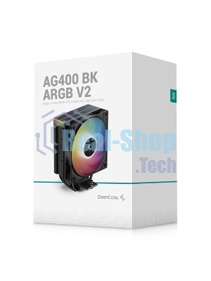 Кулер для процессора DEEPCOOL AG400 BK ARGb V2 черный 120мм алюминий+медь 2100rpm 31.6db 4-pin 220W 154мм