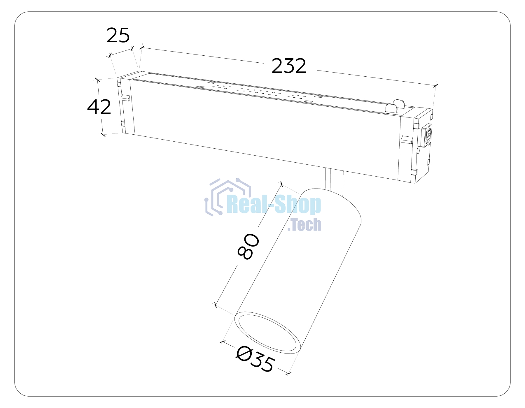 Управляемый светодиодный светильник для шинопровода Magnetic Ambrella light GL1201 WH белый IP20 7W 3000K-6400K 220V 36° D35*80 (Без ПДУ)