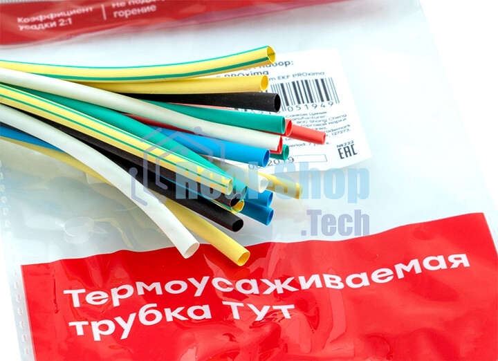 Термоусаживаемая трубка EKF tut-n-2 ТУТ 2/1 набор:7 цветов по 3шт. 100мм. EKF PROxima