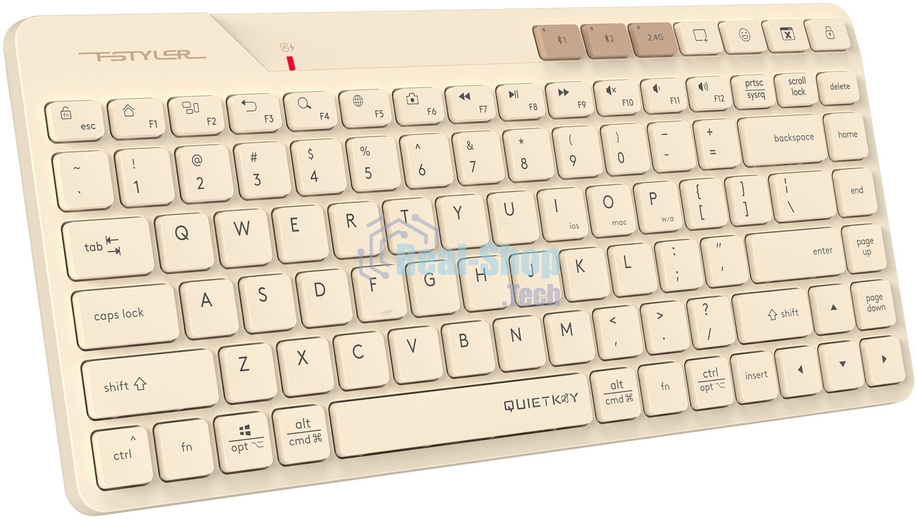 Клавиатура беспроводная A4Tech Fstyler FBK26C AS, USB, Bluetooth/Радиоканал, бежевый