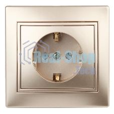 Розетка 2P+E Schuko со шторками, 16А-250В, IP20, СУ, Plano, шампань | Б0030075 | Intro