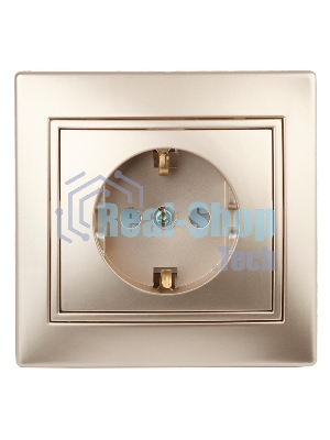 Розетка 2P+E Schuko со шторками, 16А-250В, IP20, СУ, Plano, шампань | Б0030075 | Intro