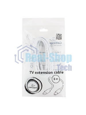 Кабель телевизионный Cablexpert CCV-515-W-3M, Coaxial M/F, белый, 3м