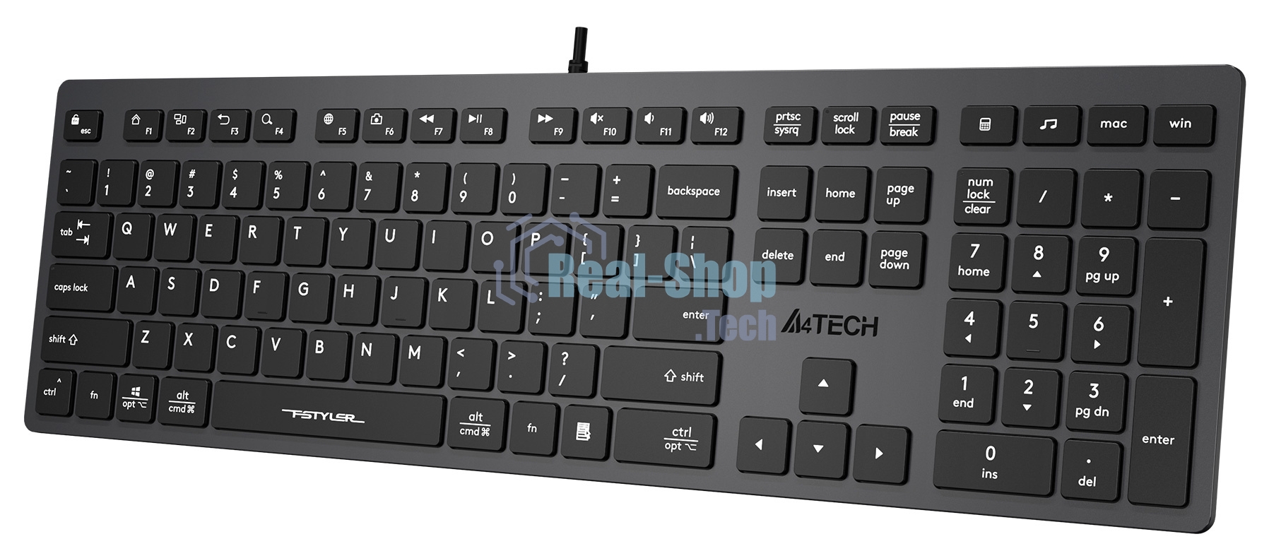 Клавиатура проводная A4Tech Fstyler FX50, USB, серый