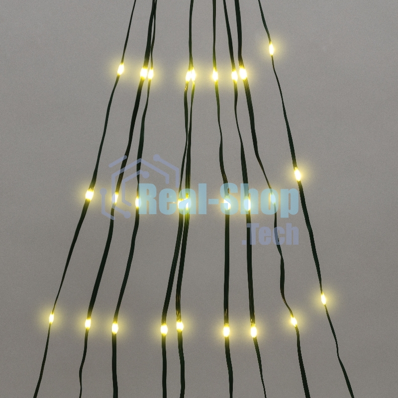 Гирлянда светодиодная Neon-night из росы с макушкой на елку 9 нитей х 2м, 200 LED, эффект водопада, теплый белый, 230В N