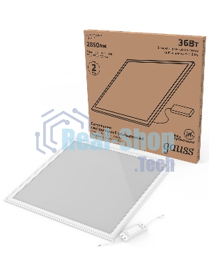 Св-к светодиодный Gauss IP40 595*595*7,2 мм 36W 2880лм 6500K ультратонкий матовый с Драйвером 1/4