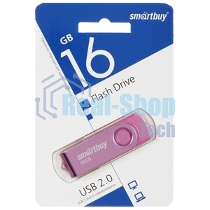 Флешка USB Smartbuy Twist Pink (SB016Gb2TWP), 16Gb, USB 2.0, R/W 15/12, розовый