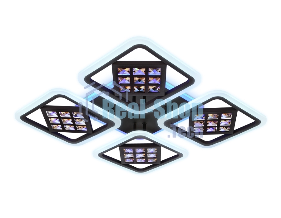 Светильник Ambrella light FA287/4 CF/TI кофе/янтарь 116W 750*750*80 (ПДУ РАДИО 2.4G)