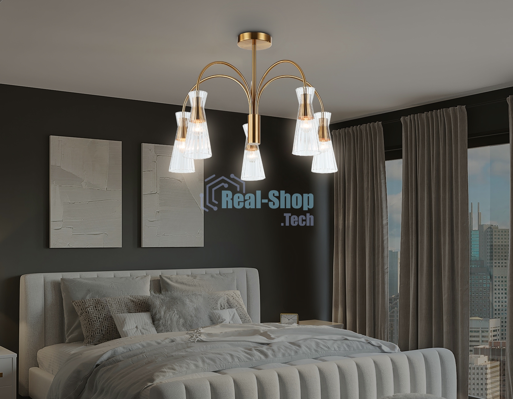 Люстра Ambrella light LH55701/5 BS/CL латунь/прозрачный E14*5 max 40W D600*440