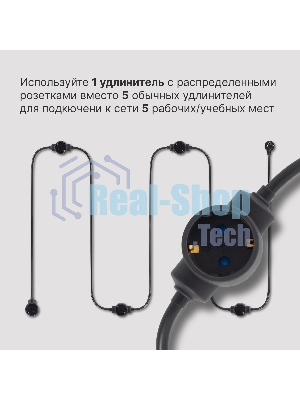 Сетевой удлинитель Buro BU-PDS5.5/B 5 м (5 розеток) черный (пакет ПЭ)
