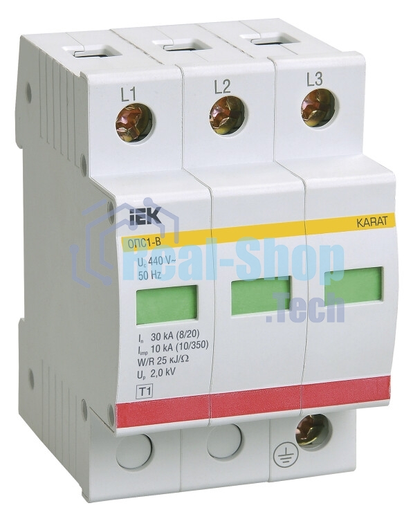 Ограничитель перенапряжения ОПС1-B 3P IEK MOP20-3-B