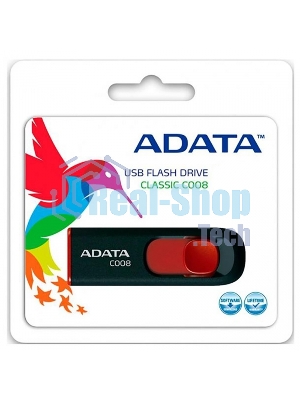 Флешка USB ADATA Classic C008 (AC008-16G-RKD), 16Gb, USB 2.0, R/W 30/6, черный/красный