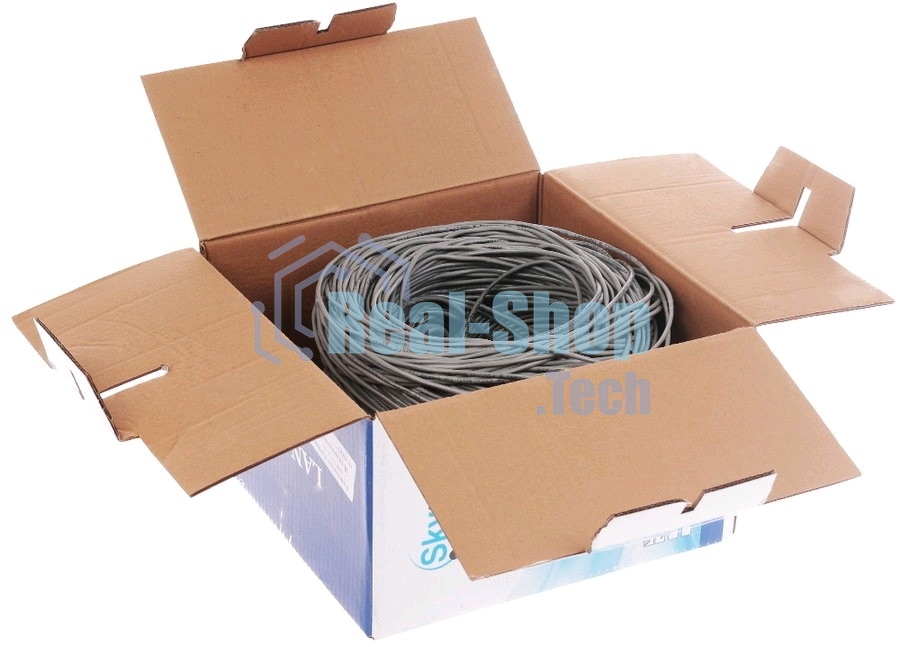 Кабель SkyNet Light UTP indoor 2x2x0,46, медный, FLUKE TEST, кат.5e, однож., 305 м, box, серый