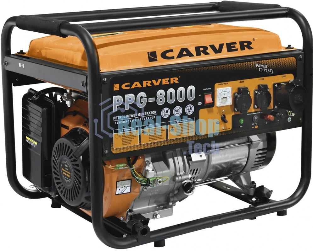 Электрогенератор бензиновый Carver PPG-8000, 6.5 кВт, 78 дБ, 81 кг