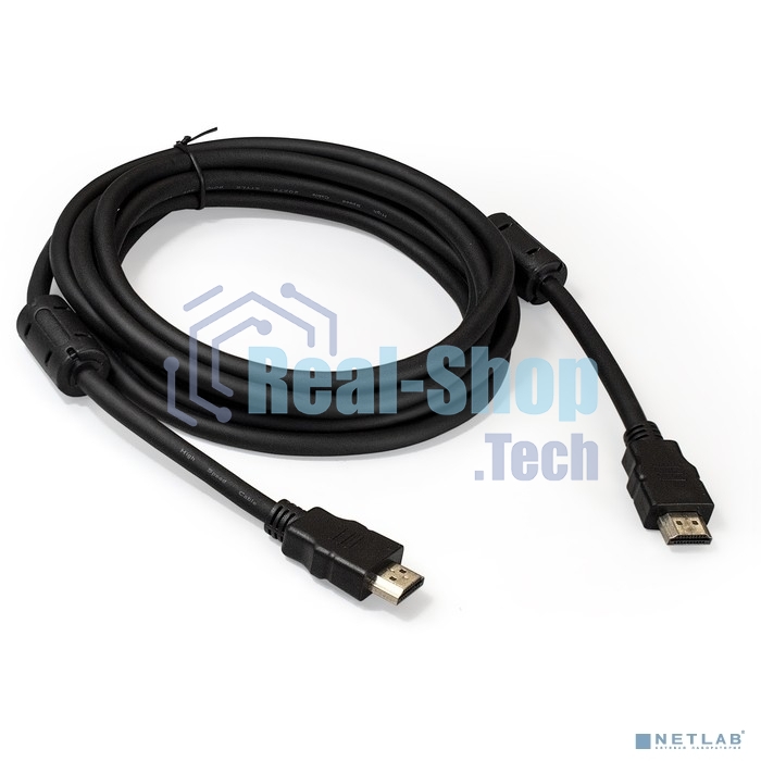 Кабель HDMI Exegate EX287724RUS EX-CC-HDMI2-3.0F (19M/19M, v2.0, 3м, 4K UHD, Ethernet, ферритовые кольца, позолоченные контакты)