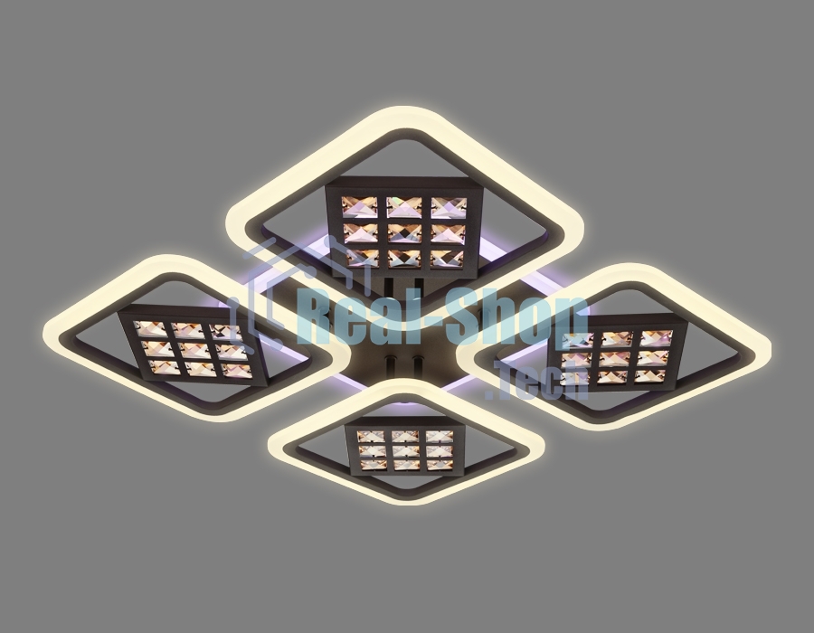 Светильник Ambrella light FA287/4 CF/TI кофе/янтарь 116W 750*750*80 (ПДУ РАДИО 2.4G)
