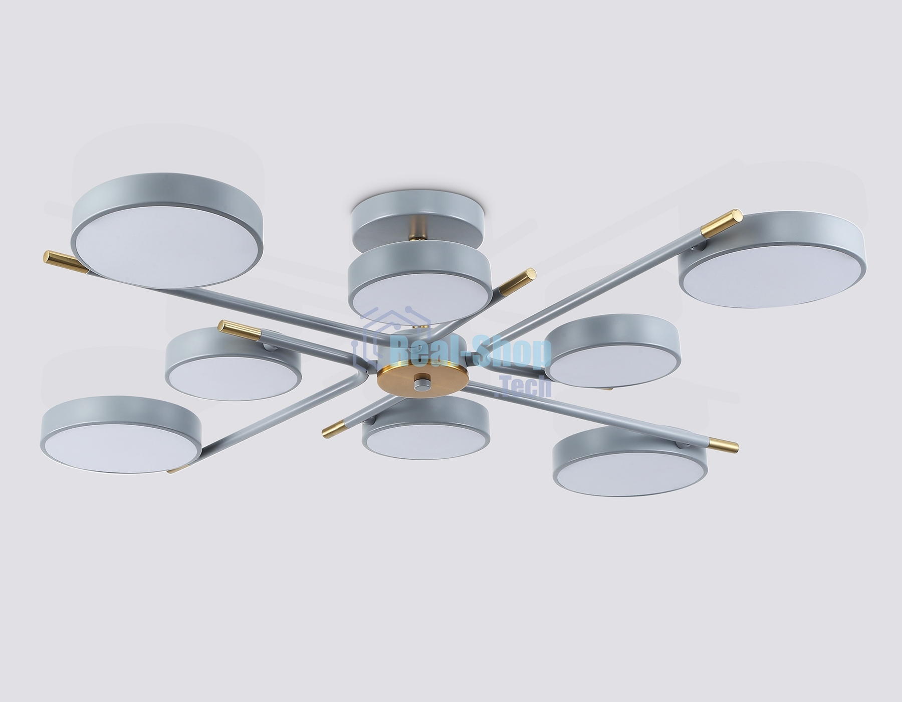 Люстра светодиодная на штанге Ambrella light FL516339/8 GR/CP серый/медь 120W 3000-6000K D850*170 (без ПДУ)