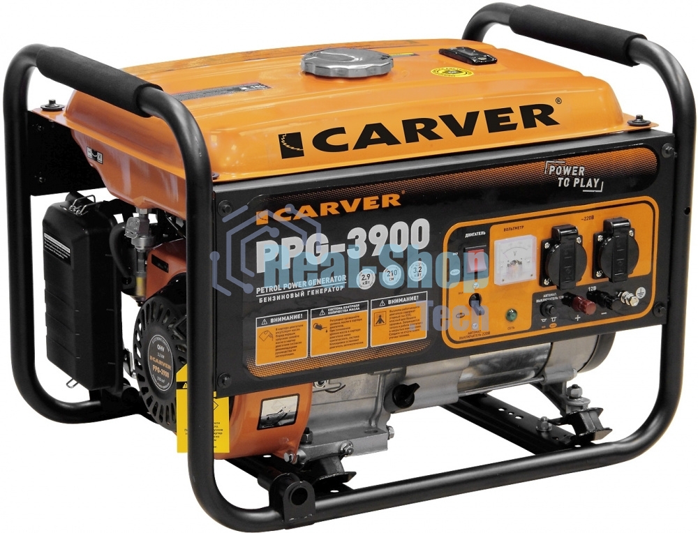 Электрогенератор бензиновый Carver PPG-3900A, 3.2 кВт, 67 дБ, 42 кг