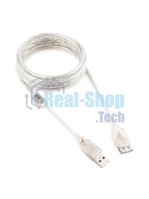 Кабель Cablexpert USB2.0 Pro, AM/AF, 3м, экран, 2 феррит.кольца, прозрачный (CCF-USB2-AMAF-TR-10)