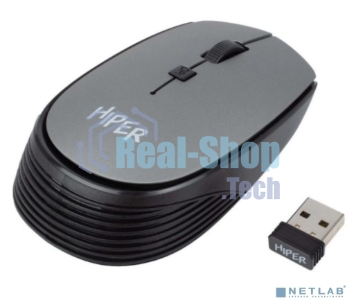 Мышь беспроводная HIPER HOMW-081 серый, 1600 dpi, радиоканал, USB, кнопки - 4