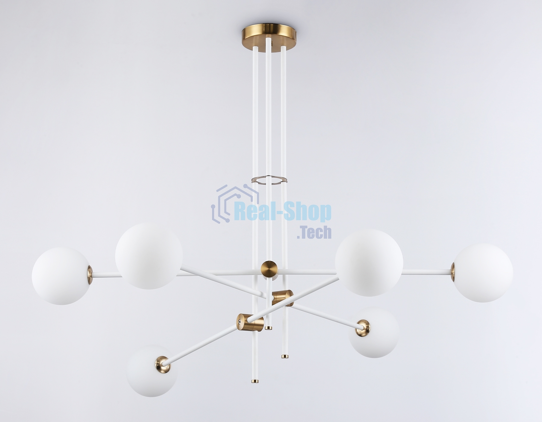 Светитльник Ambrella Light TR2521/6 WH/BS белый/латунь G9/6 max 10W D970*750