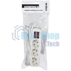 Удлинитель 3х5 м с заземл. 10А 250В У03В GENERICA 2P+PE 3х1 кв.мм IEK WYP10-10-03-05-ZK-G