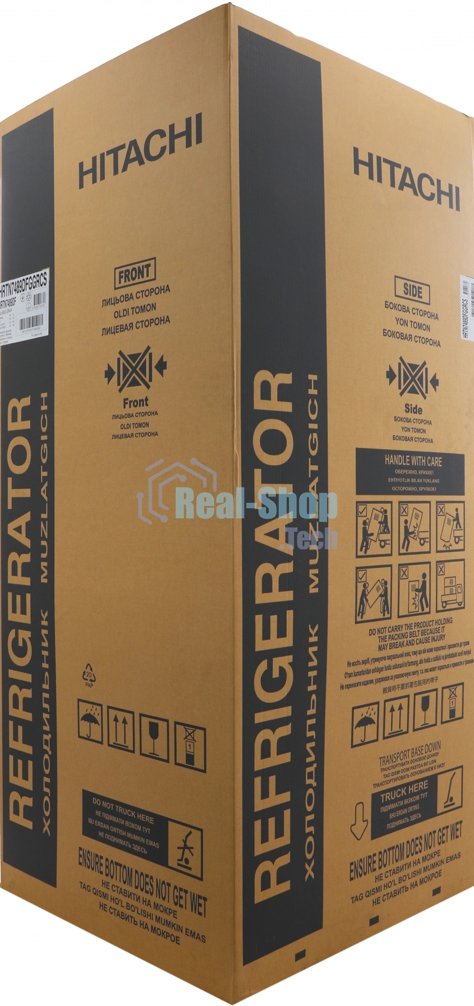 Холодильник Hitachi HRTN7489DF GGRCS серый стекло двухкамерный инвертер 345/105л морозилка сверху, No Frost